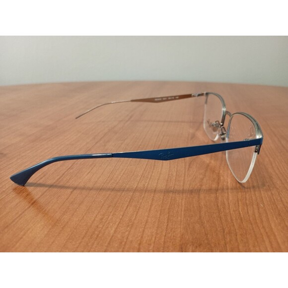 RAY-BAN RB6433 3041 Navy Blue Silver Half Rimless Eyeglasses Frame 53-19-145 - Picture 7 of 8